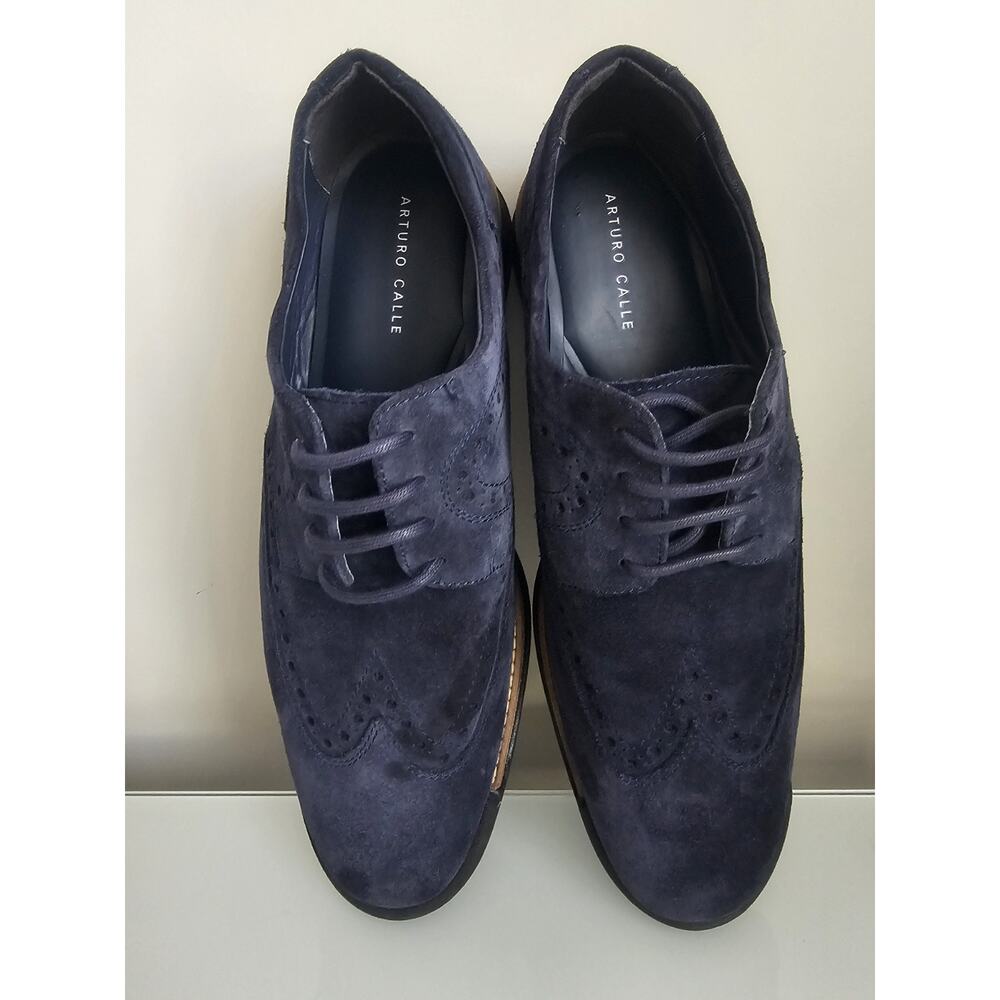Arturo Calle Men’s Suede Leather Oxford Shoes Blue Wingtip Size US 9 EU 43 Casua - Picture 2 of 10